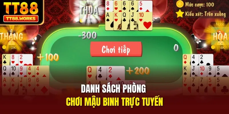 Danh sách phòng chơi Mậu Binh trực tuyến