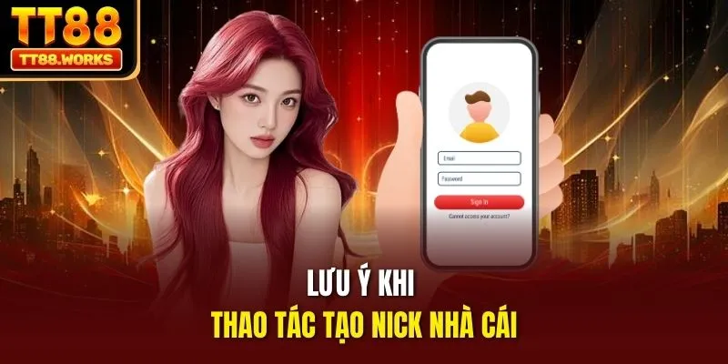 Lưu ý khi thao tác tạo nick nhà cái